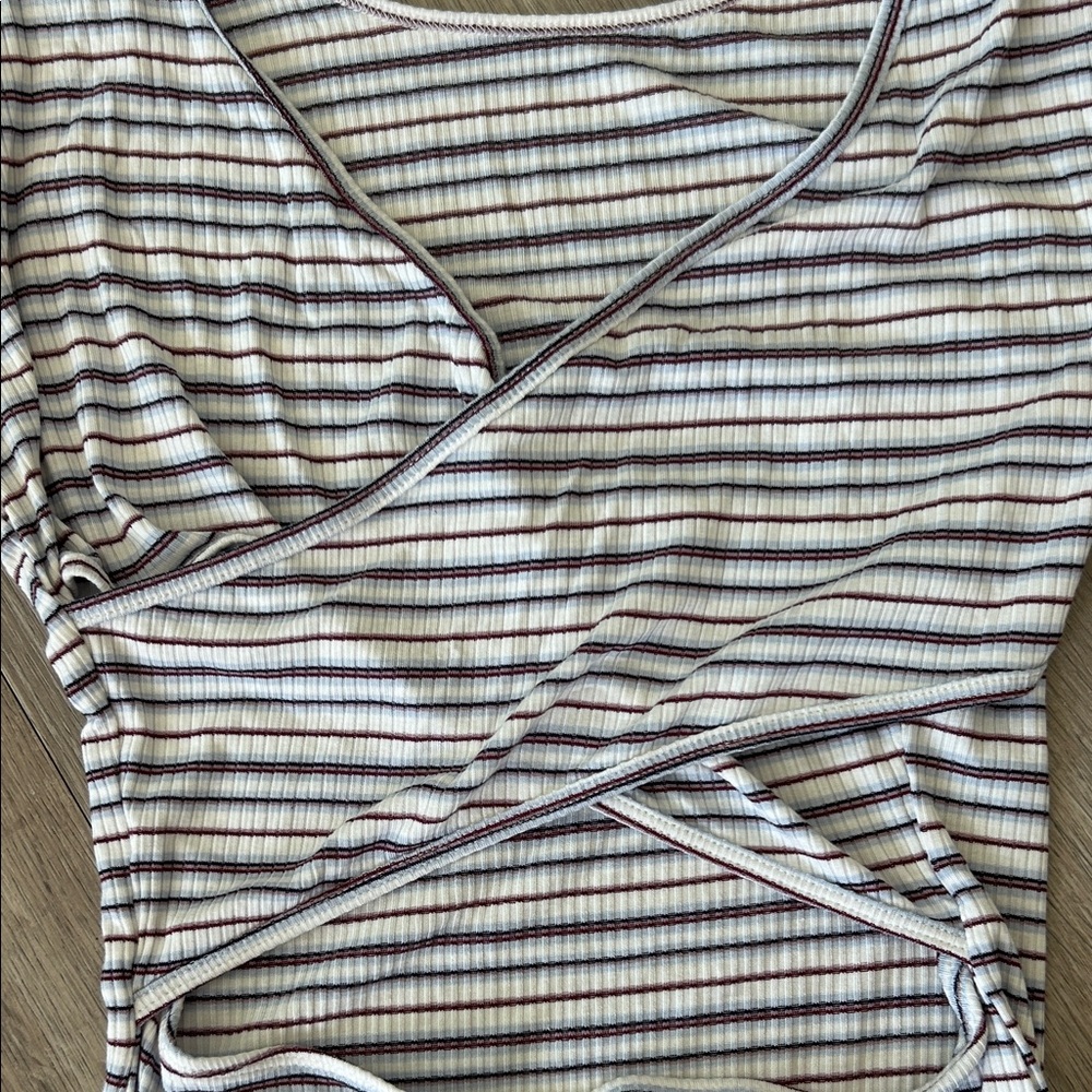 Striped Crisscross open Back Bodysuit - Picture 8 of 10